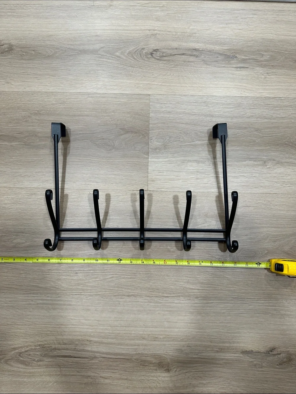 Black Metal Over-the-Door 5-Hook Wall Rack